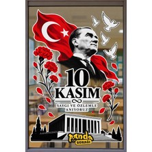 Panda Sokağı 10 Kasım Atatürk'ü Anma Stickerı – Türk Bayraklı, Karanfilli ve Anıtkabir Temalı Okul Cam ve Duvar Süsü 150X50 cm