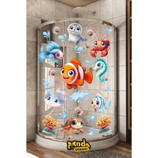 Panda Sokağı Deniz Altı Canlıları Balık ve Yosunlar Duşakabin Sticker Seti Çocuk Duşakabin Sticker