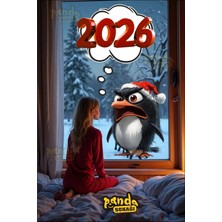 Panda Sokağı Yılbaşı Çıldırmış Penguen 2026 Seti, Sevimli Penguen Yılbaşı Sticker Kendinden Yapışkanlı