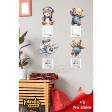Panda Sokağı Sevimli Ayıcıklar Priz 4'lü Set, Uçan Ayılar Priz Sticker Set, Tatlı Ayıcıklar Sticker Set