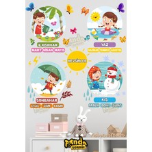 Panda Sokağı Mevsimler Anaokulu Kreş Okul Çocuk Odası Mevsim Duvar Kapı Cam Sticker Seti