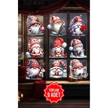Panda Sokağı Yeni Yıl Cüce Noel Baba Sticker Seti 9 Adet Noel Baba Yeni Yıl Sticker