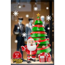 Panda Sokağı Yeni Yıl Noel Baba Kafe Mağaza ve Iş Yeri Cam Sticker