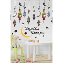 Panda Sokağı Hoşgeldin Ramazan Seti Renkli Fener Sarkıt Cam ve Dekoratif Duvar Sticker 120X60