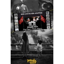 Panda Sokağı Atatürk 10 Kasım Afişi Branda Baskı 200X100 Atatürkü Anma
