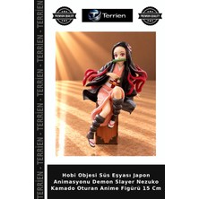 Terrien Hobi Objesi Süs Eşyası Japon Animasyonu Demon Slayer Nezuko Kamado Oturan Anime Figürü 15 cm