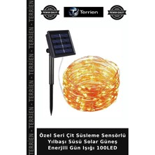 Terrien Özel Seri Çit Süsleme Sensörlü Yılbaşı Süsü Solar Güneş Enerjili Gün Işığı 100LED
