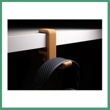 S'82 3D Baskı Masa Kenarı Kulaklık Askısı Çizgili Kulaklık Tutucu Sıkıştırmalı Kulaklık Askısı 10-40 mm - Turuncu BZS82