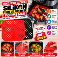Aydogan's Renkli Isıya Dayanıklı Yıkanılabilir Silikon Fırın ve Airfryer Kare Pişirme Matı 21,5 cm (Adet Fiyatıdır)