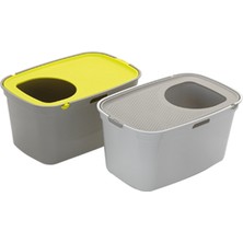 Moderna Top Cat Kapalı Kedi Tuvaleti - Gri / Açık Gri 59 cm