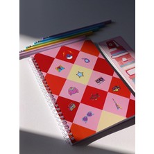 Aydogan's A5 Spiralli 90'lar Temalı Çizgili Defter - 100 Sayfa