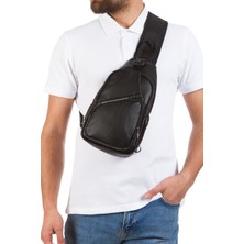 Sannora Bags Unisex Yıkama Deri USB Kulaklık Çıkışlı Çapraz Askılı Omuz Göğüs ve Spor Günlük Sırt Seyahat Çanta.