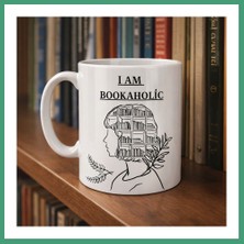 S'82 I Am Bookaholic Yazılı Kitap Temalı Kupa Model 213 Baskılı Seramik Kahve Kupası BZS82