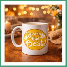 S'82 You're The Best Yazılı Porselen Kupa Model 123 – Motive Edici Tasarım, Özel Hediye Fikri, Kahve & Çay Kupası BZS82