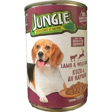 Jungle Kuzu Etli-Av Hayvanlı Köpek Konservesi, 415 G
