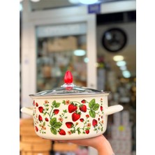 Özel Home Piyarmary 24 cm Emaye Kızartma Tenceresi Çilek Desenli Iç Telli 24X12 cm