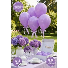 Partixa 5'li Set Lavanta (Lavender) Renk Premium Lateks Balon - 10-12 Inç (25-30 Cm) Helyum Uyumlu Balon