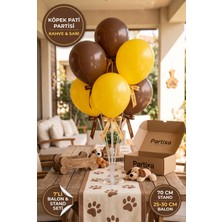 Partixa Köpek Doğum Günü Pati Partisi Balon Standı Seti 70 cm Masa Standı 7 Adet Lateks Balon Kahve Sarı