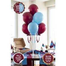 Partixa Şampiyon Taraftar Balon Standı Seti 70 cm Masa Standı 7 Adet Lateks Balon Bordo Mavi