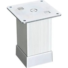 FREKANS 4 Adet Alüminyum Çizgili Kare Ayak 50X50 Mat Krom 10 cm Mobilya Ayağı