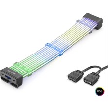Midas Toptan Kablo - 2x8 Pin Argb Pcie Gpu Güç Uzatma Su Bükülebilir 2 mm 108 LED Siyah ND2813B