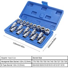 Belirtilmemiş 19 Parça Torx ve E-Lokma Takımı – Profesyonel Yıldız E-Torx ve Bits Lokma Seti