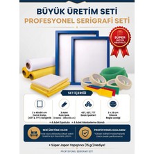 Real Desen Büyük Profesyonel Serigrafi Baskı Seti (Seri Üretim) | 2 Demir Kalıp + 3 Metre Rulo İpekler + 2 Ragle + 4 Spatula + 4 Bant