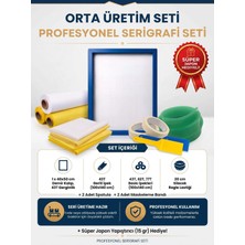 Real Desen Orta Profesyonel Serigrafi Baskı Seti (Atölye Tipi) | 43T Gerili Demir Kalıp + 43T, 62T, 77T İpek + 20 cm Ragle + 2 Spatula + 2 Maskeleme Bandı