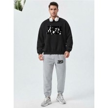 Zoka Wear Logo Dizi Teen Wolf Baskılı Siyah Gri Eşofman Takımı