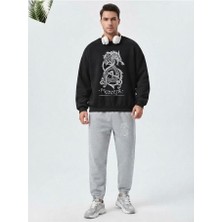 Zoka Wear Fenrir The Monster Wolf Of Norse Mythology Gray Baskılı Siyah Gri Eşofman Takımı