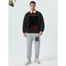 Zoka Wear Fontaines Dc Dublın Baskılı Siyah Gri Eşofman Takımı