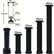 FREKANS 4 Adet 25 cm Siyah Ayarlanabilir Metal Mobilya Ayağı – Yuvarlak Masa, Dolap ve Sehpa Ayağı