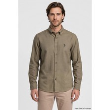 U.S. Polo Assn. Erkek Haki Uzun Kollu Basic Gömlek 50332397-VR027