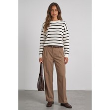 Fashion Friends Çizgili Regular Fit Bisiklet Yaka Triko Kazak Kadın Kazak 26K0477K1