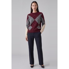 Fashion Friends Baklava Desenli Regular Fit Bisiklet Yaka Kazak Kadın Kazak 26K0102K1