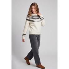 Fashion Friends Regular Fit Desenli Bisiklet Yaka Kazak Kadın Kazak 26K0083K1