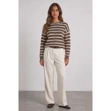 Fashion Friends Çizgili Regular Fit Bisiklet Yaka Triko Kazak Kadın Kazak 26K0477K1