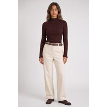 Fashion Friends Regular Fit Yarım Balıkçı Yaka Fitilli Kazak Kadın Kazak 26K0235K1