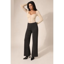 Fashion Friends Pamuklu Wide Leg Fit Yüksek Bel Pantolon Kadın Pantolon 26K0010K1