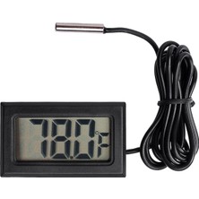 LCD Ekran Termometre Araç Balık Tank Akvaryum Buzdolabı Gömülü Zaman Ekranı, Siyah