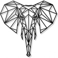 Metal Duvar Sanatı - Geometrik Fil Kafası -3d Duvar Silueti Metal Duvar Dekoru Ev Ofis Dekorasyon Yatak Odası Oturma Odası Dekor Heykel (17 G x 18 Y/44X46CM)