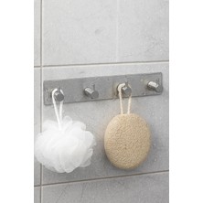 4'lü Paslanmaz Çelik Banyo Askısı, 4 Kancalı Kendinden Yapışkanlı Vidasız Duvar Askılığı, Havlu Bornoz Mutfak Askısı, 32 x 5 Cm, Gümüş
