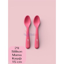 2'li Silikon Mama Kaşığı 15 Cm, Koyu Pembe