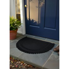 Handwoven Jüt Kapı Önü Karşılama Paspası Moderin Tasarım Hasır El Işi Çift Taraflı Paspas Ev Ofis Karavan Tekne Için Uyumlu Dört Mevsim Dayanıklı (Siyah, 60 x 90 Cm)