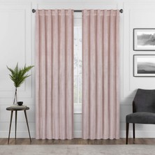 Xml Bayiciniz Tr Harper Kadife Çubuk Cep Perdeleri Yatak Odası Için, Tek Panel, 127 cm x 213 Cm, Allık