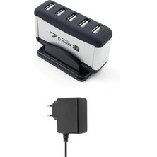 Xml Bayiciniz Tr Standlı 7 Port USB Çoklayıcı + 5 Volt Adaptör