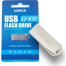 Aksesuarcı Sunix 64 GB Metal Flash Bellek, Anahtarlık Metal Flash Bellek, USB Taşınabilir Bellek