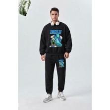 Zoka Wear James P Sullivan Mike Wazowski Film Monsters Inc Sulley Cinema Technology Prequel Baskılı Siyah Eşofman Takımı
