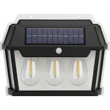 PT-2933 3lü Solar LED Duvar Lambası - Sarı Işık ve Hareket Sensörlü Bahçe Aydınlatması