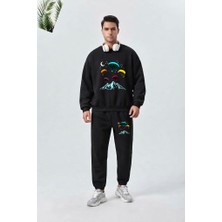 Zoka Wear Yamac Parasutu - Paragliding Baskili Unisex Siyah Tisort Baskılı Siyah Eşofman Takımı